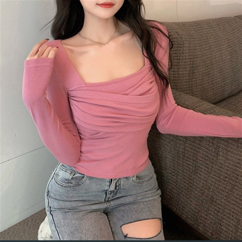 Pink Criss Corss Ruched Top