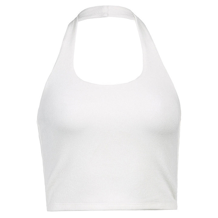 White Halter Neck Tank Top