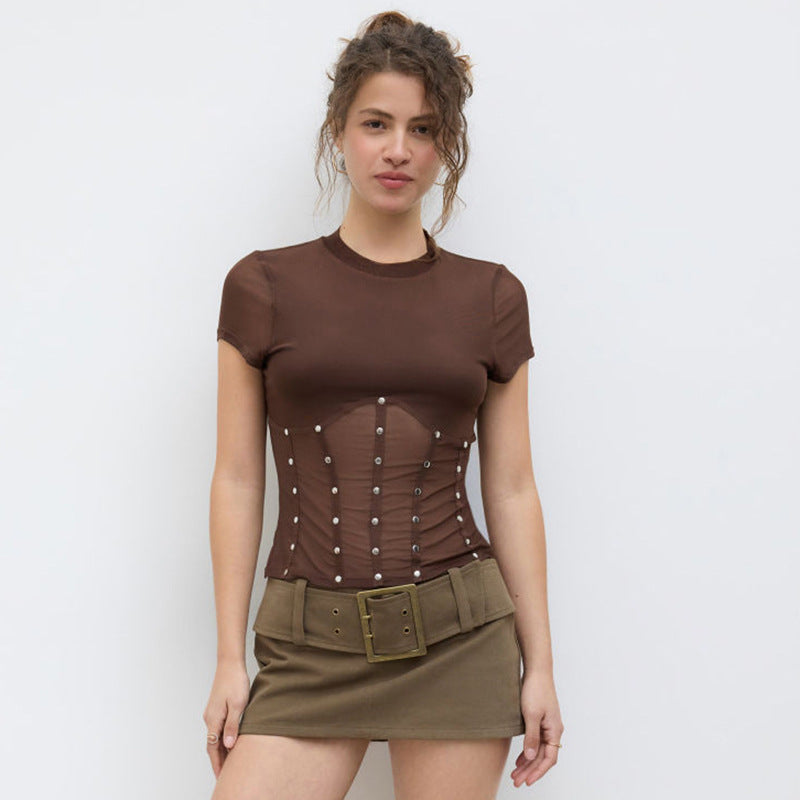 Brown Corset Top With Buttons