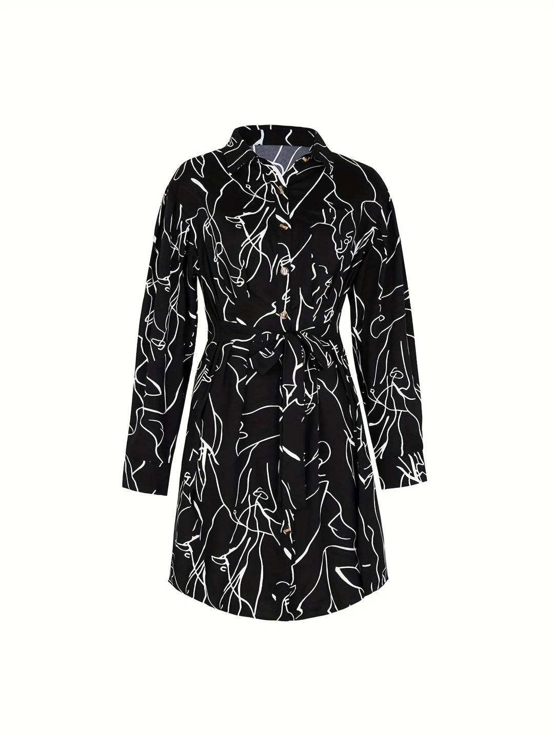 Black Geometric Printed Dress