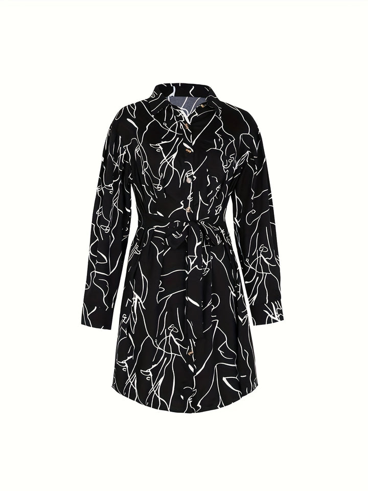 Black Geometric Printed Dress
