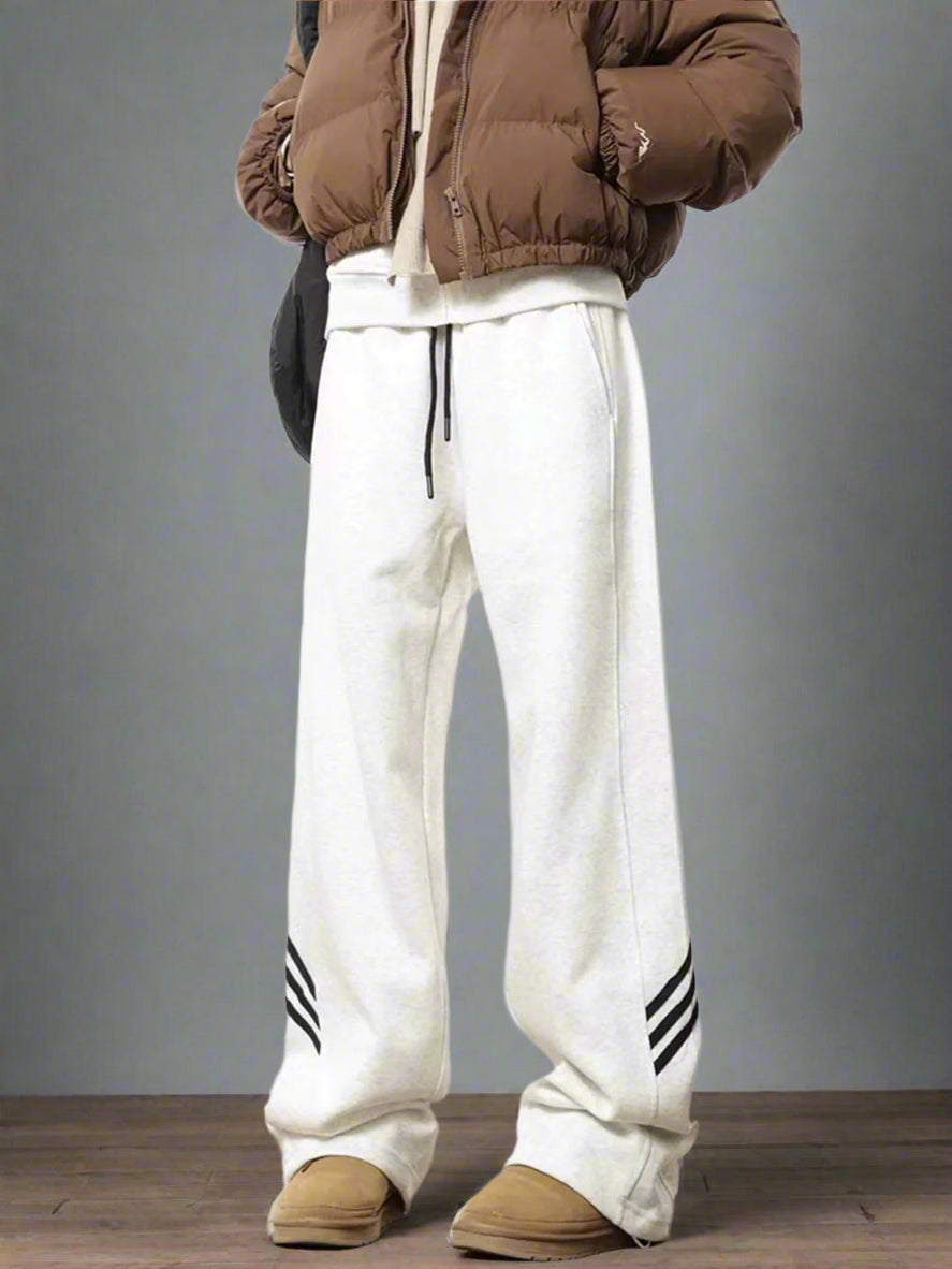White Panel Striped Joggers