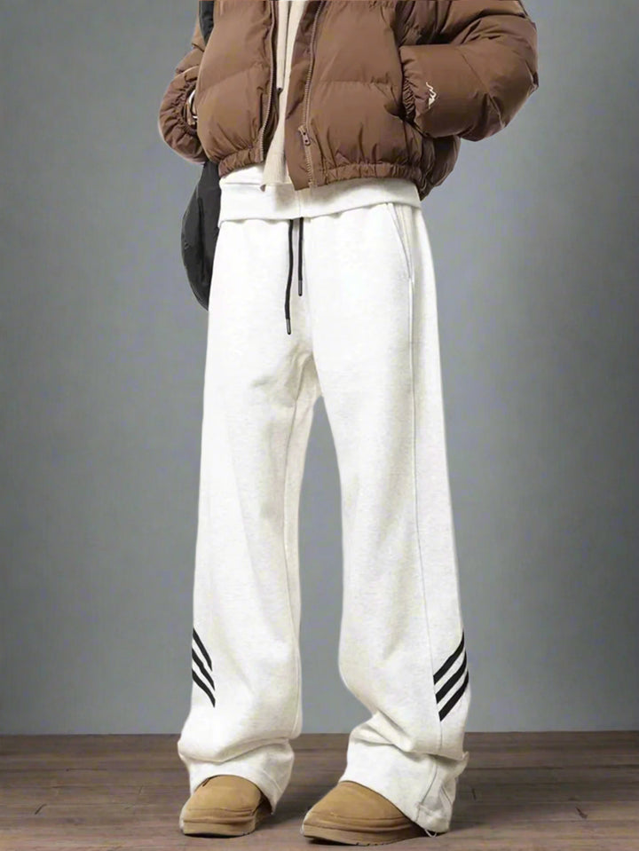 White Panel Striped Joggers