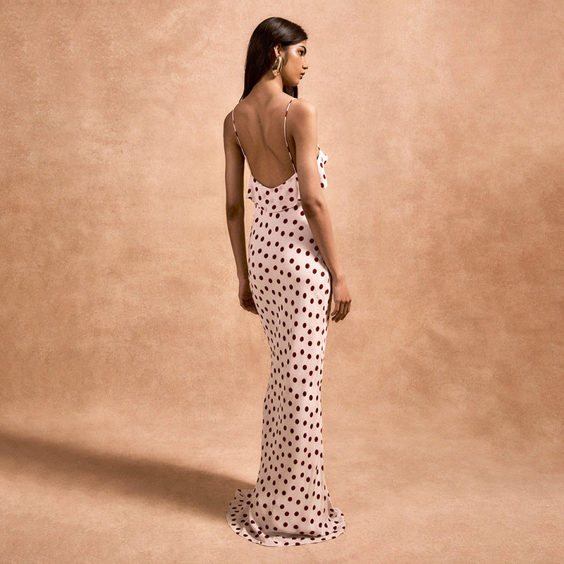 Polka Dots Fitted Deep Back Dress