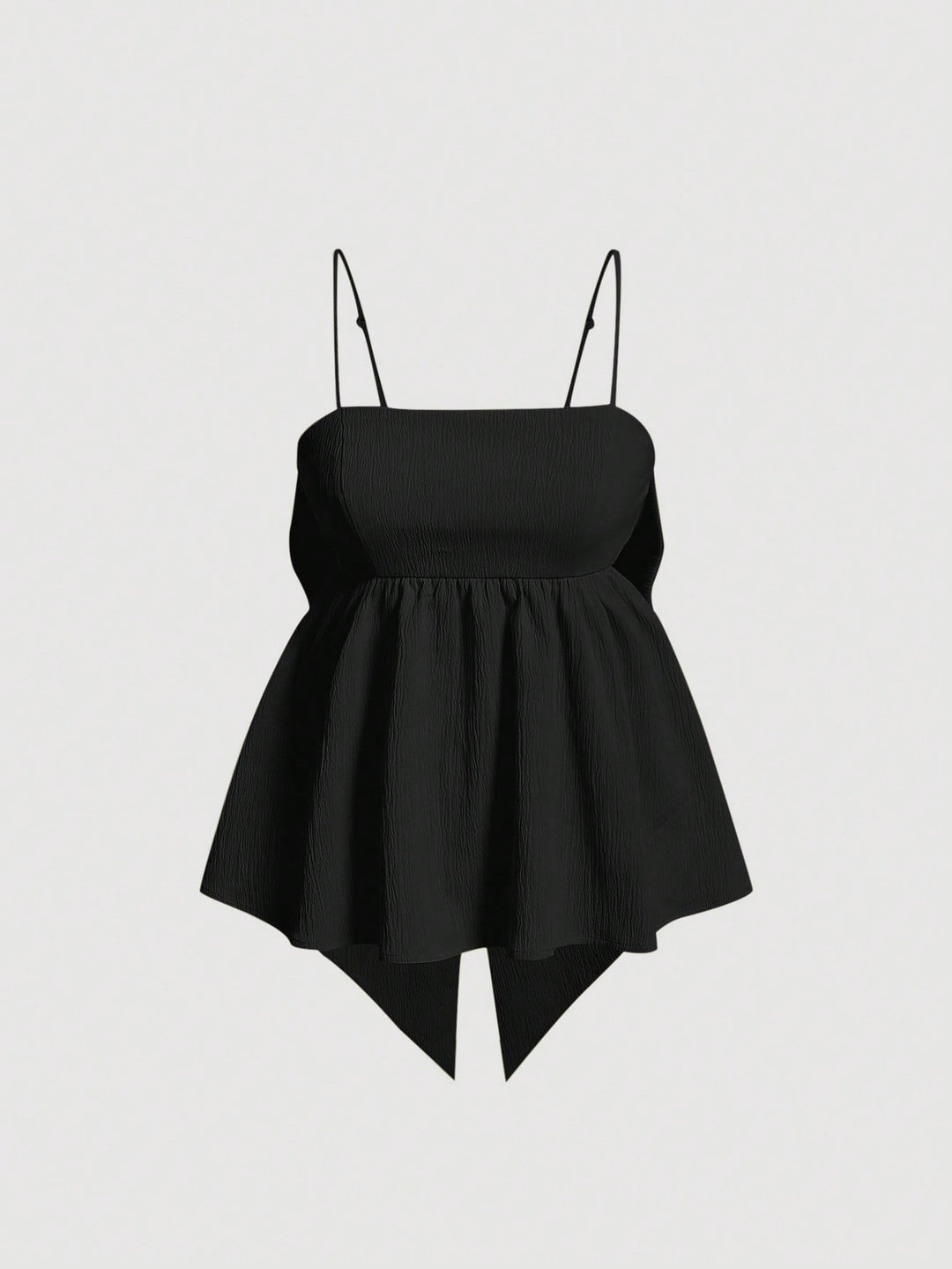 Black Strappy Peplum Top