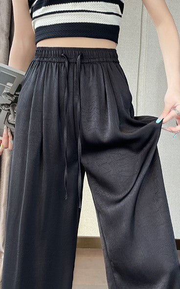 Black Wide Leg Drawstring Joggers