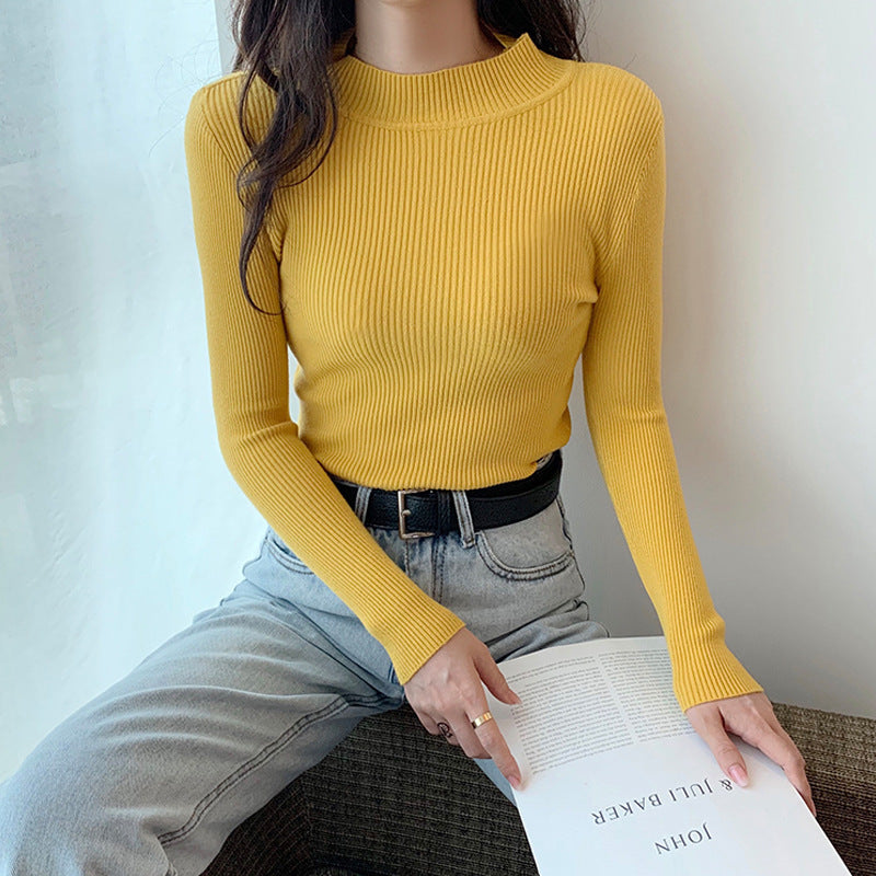 Yellow Neck Flat Knit Top