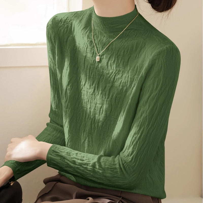 Green Textured High Neck Top