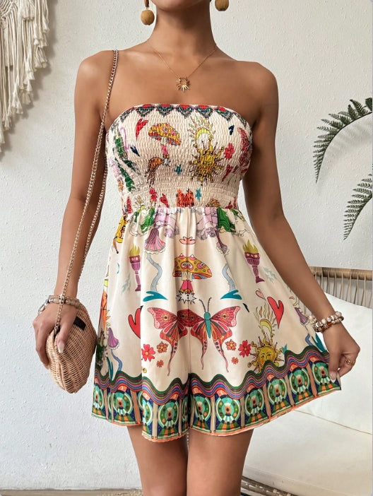 Multi Off Shoulder Floral Playsuit