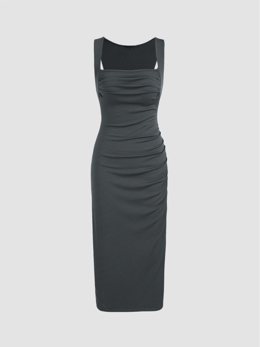Grey Halter Wide Neck Fitted Dress