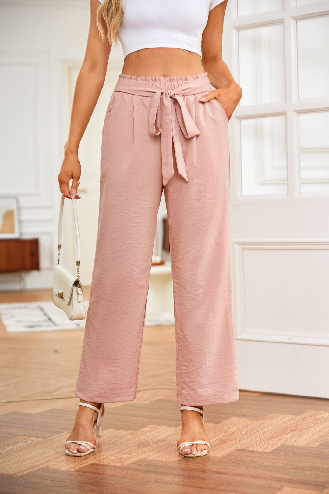 Pink Knot Detail Elasticated Trouser
