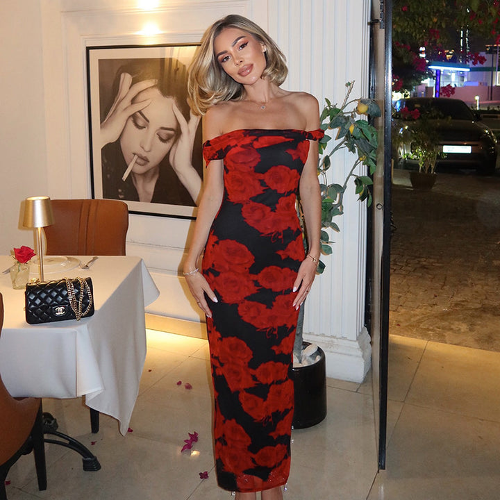 Red Floral Dress Bodycon