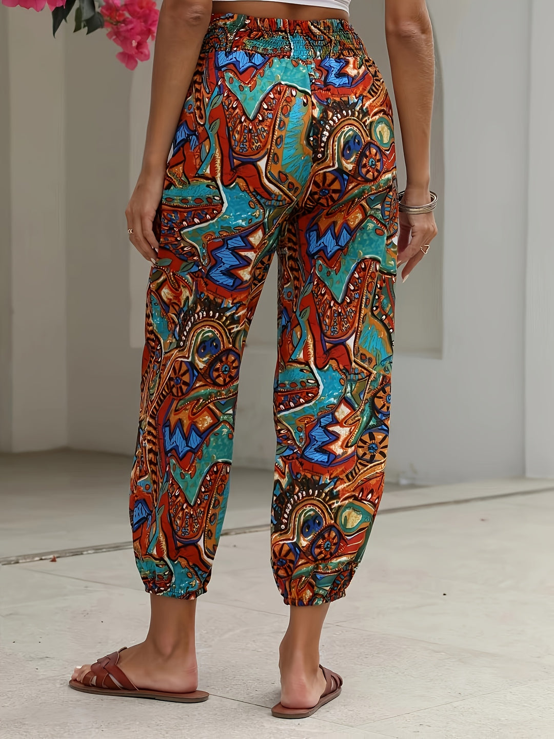 Multi Printed Elastic Trouser
