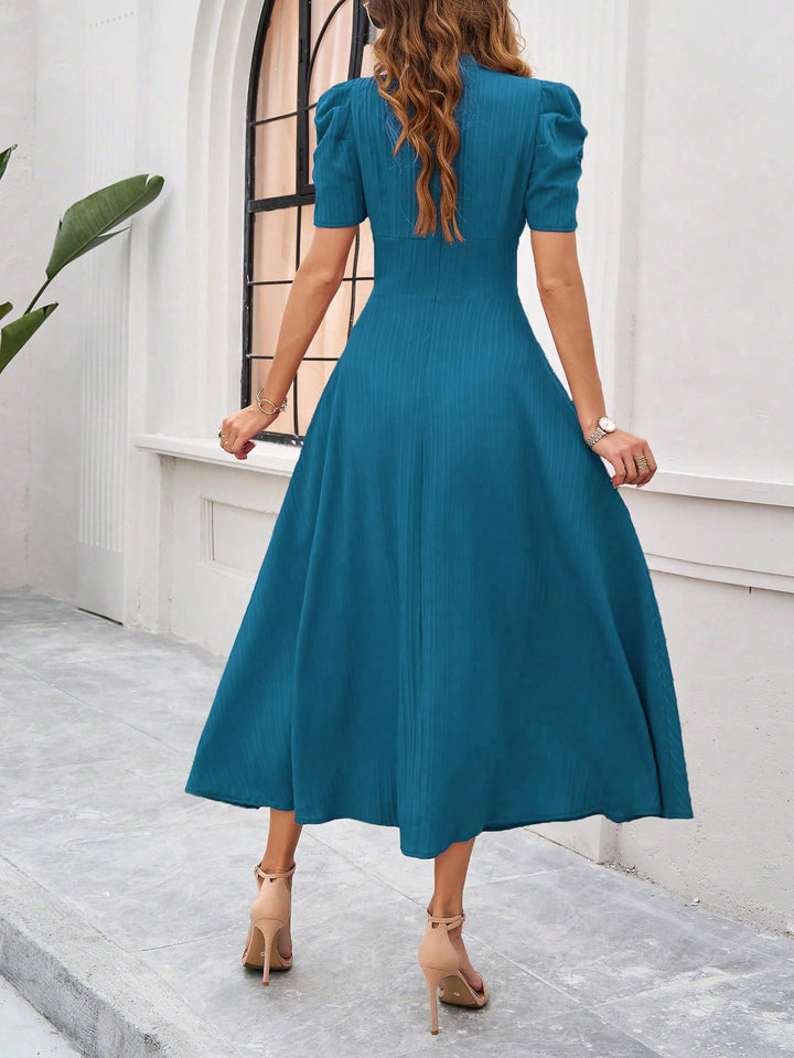 Teal Fit And Flare Midi Dress