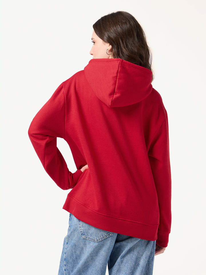 Red Varsity Graphic Russian Fleece Hooded Sweatshirt
