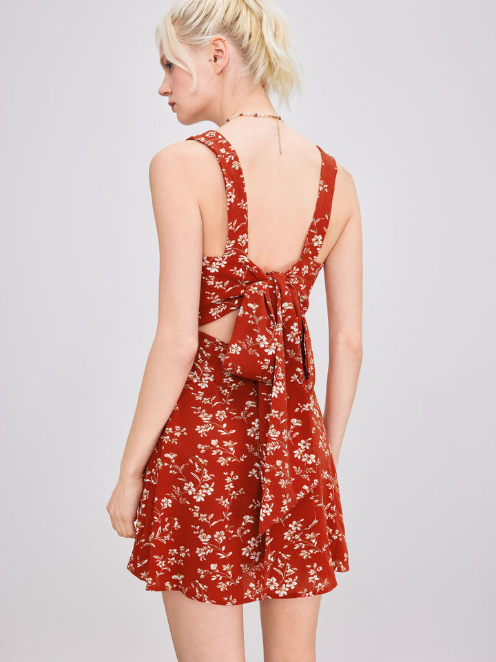 Red Half Sleeved A-Line Dress