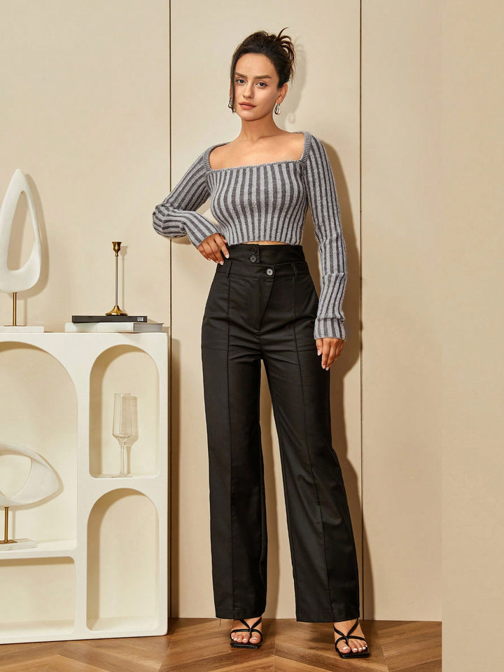 Grey Scoop Neck Top