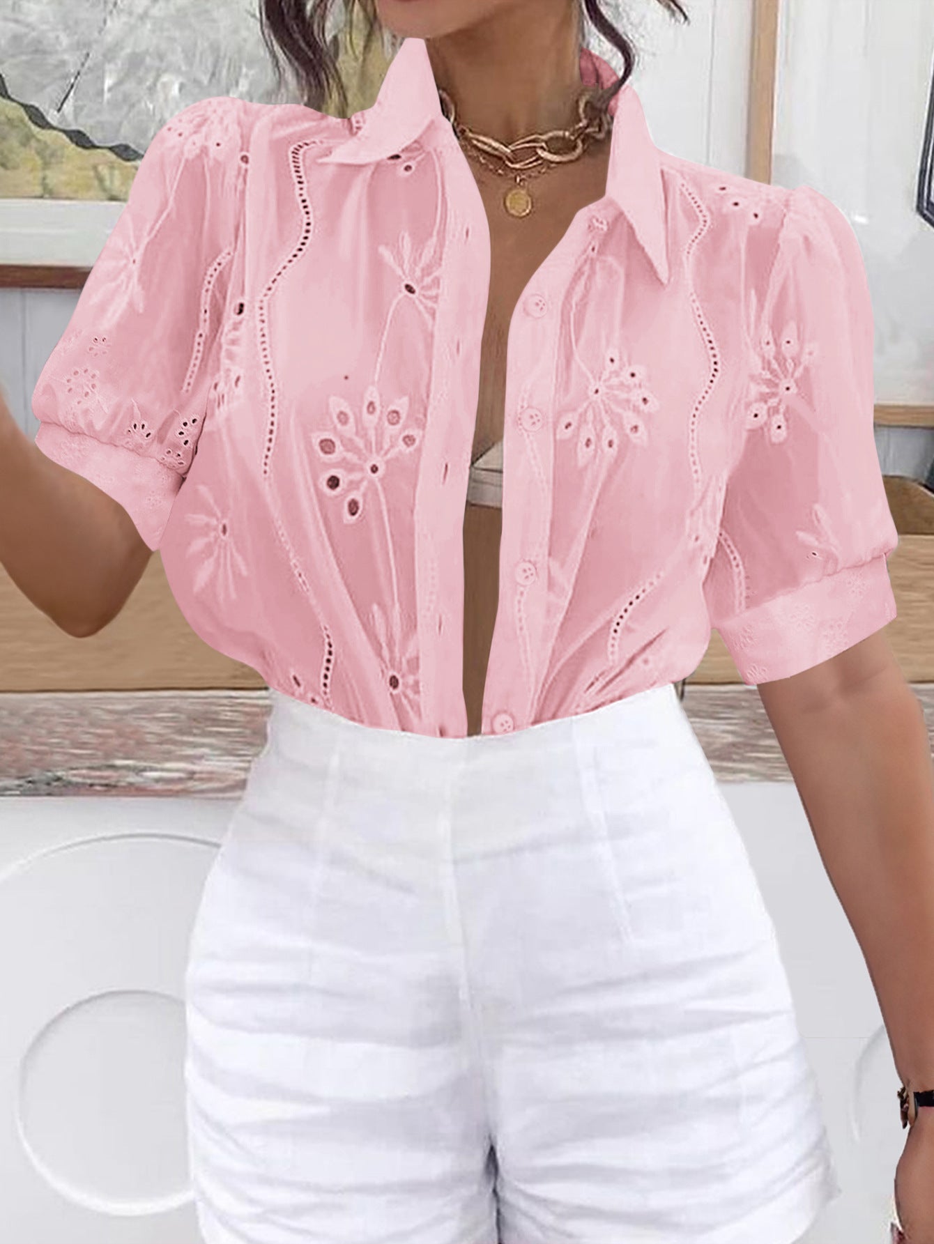 Pink Puff Sleeved Schifley Shirt