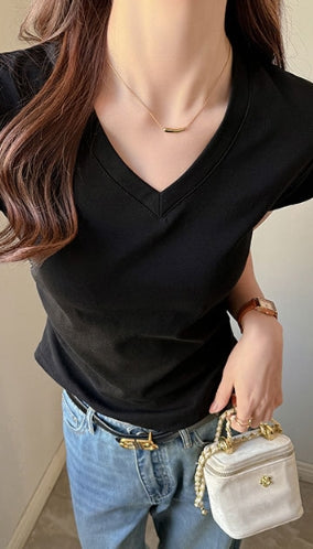 Black V-Neck Relaxed Fit T-Shirt