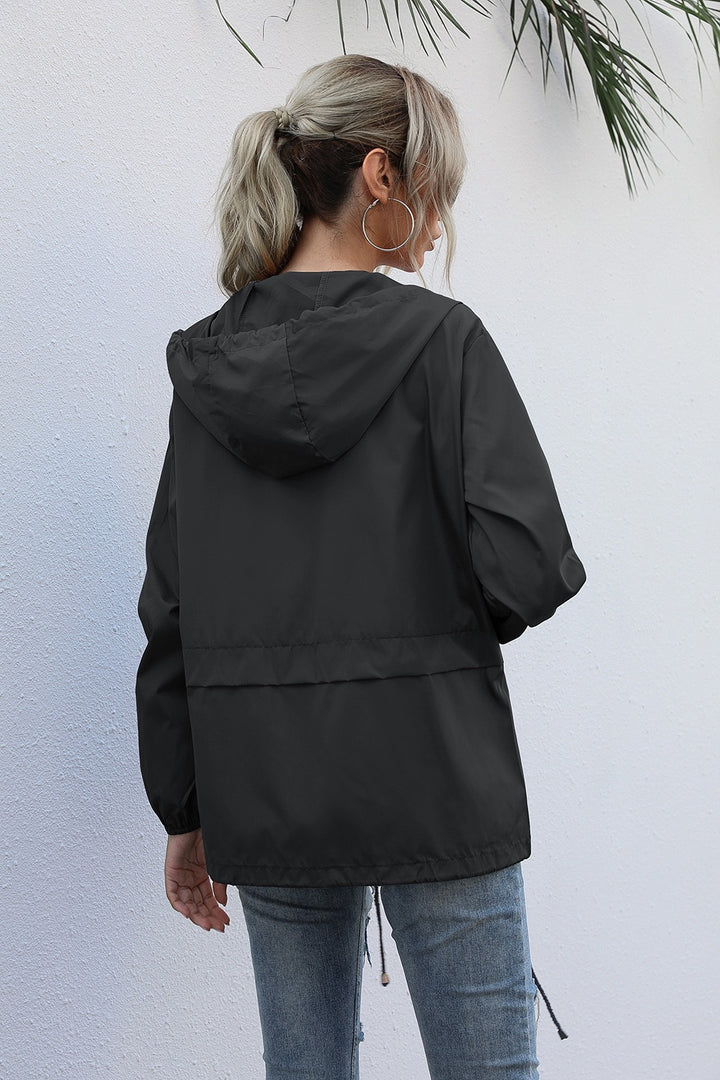 Black Zipper Hoodie Light Weight Jacket