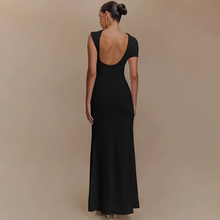 Black Cut-Out Bodycon Maxi Dress With Buckle