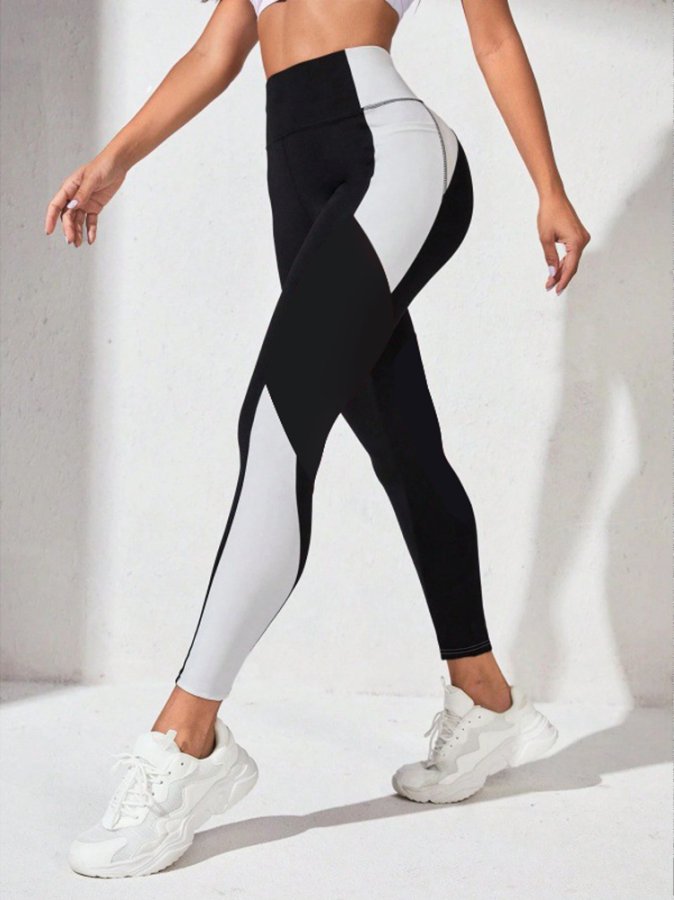 Black High Waist Side Panel Leggings