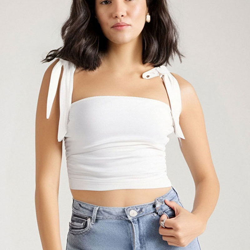 White Tie Up Tube Top