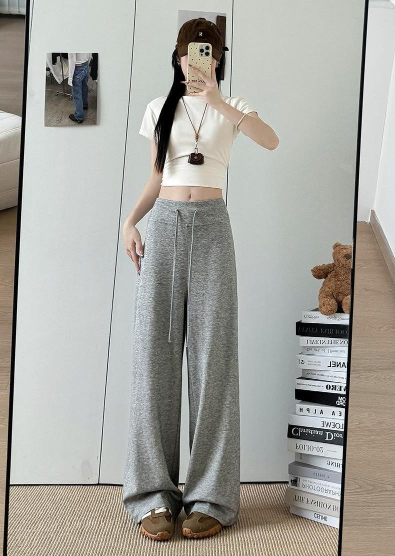 Grey Baggy Fit Drawstring Joggers