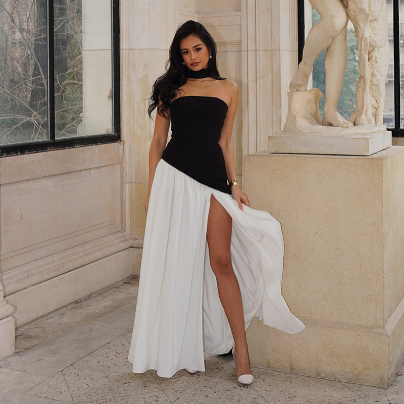 Black Asymmetric Dual Coloured Dress