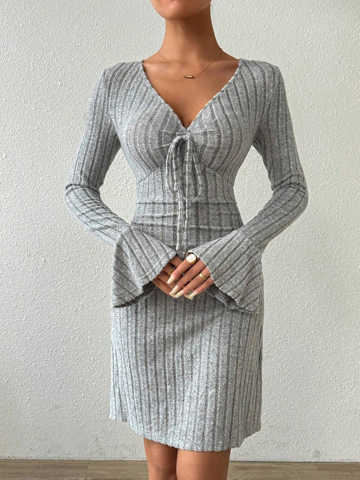 Grey Bell Sleeve Dress