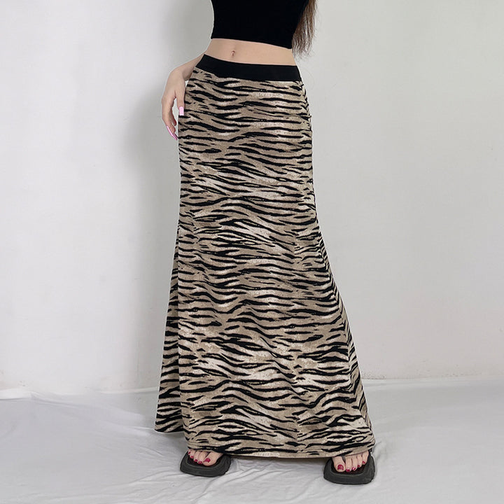 Brown Animal Print Maxi Skirt
