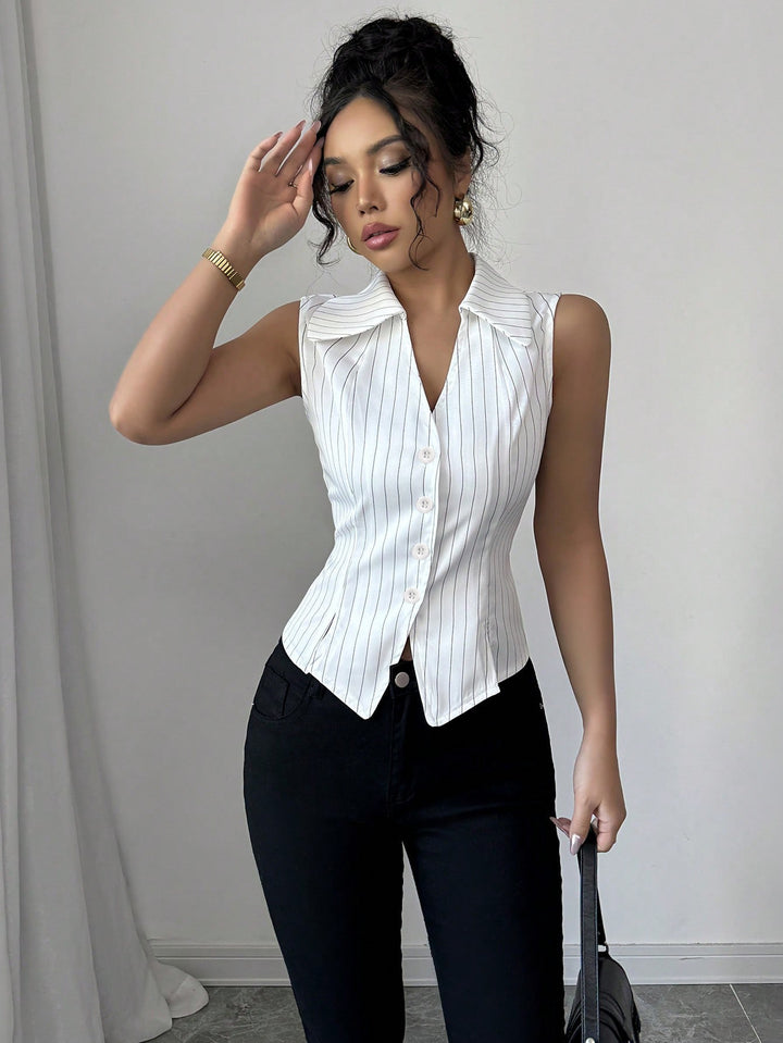 White Striped Vest Shirt