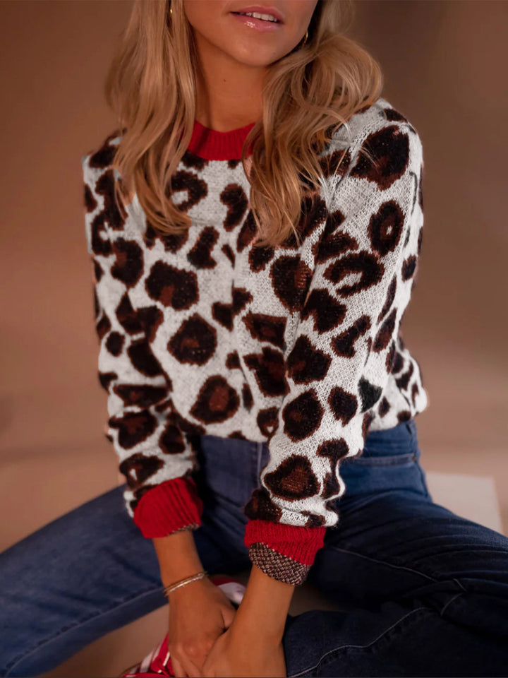 White Full Sleeves Printed Sweater