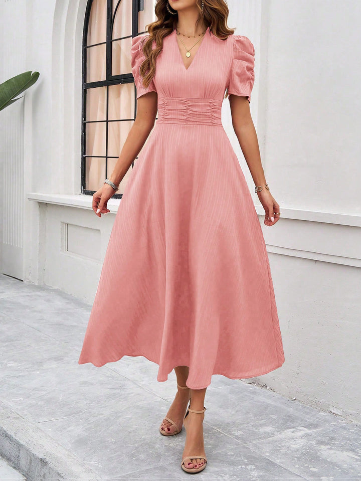 Pink Fit And Flare Midi Dress