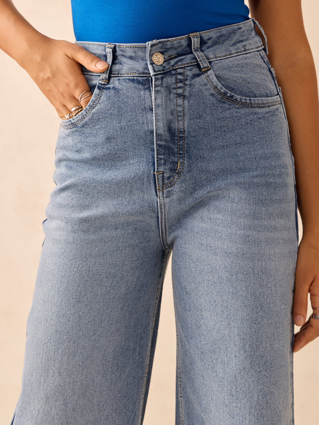 Light Blue Flared High-Rise Jeans