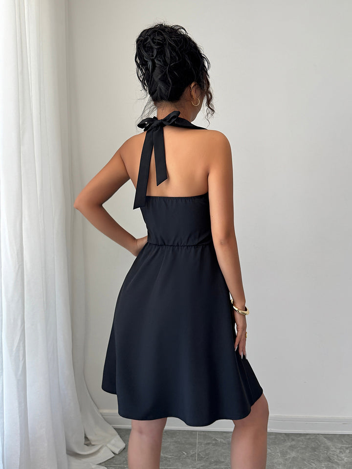 Black Collared Front Buttoned Dress