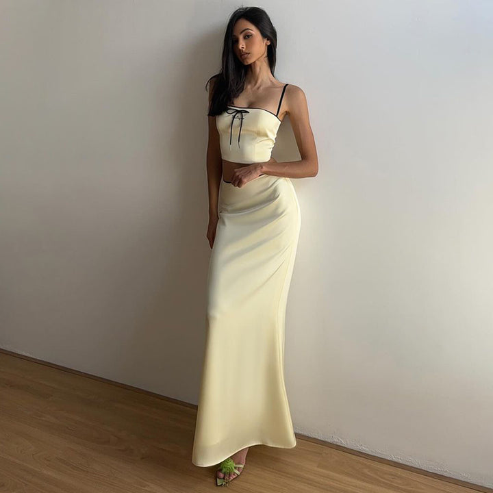 Off White Cami Top With Fitted Skirt Co-Ord Set