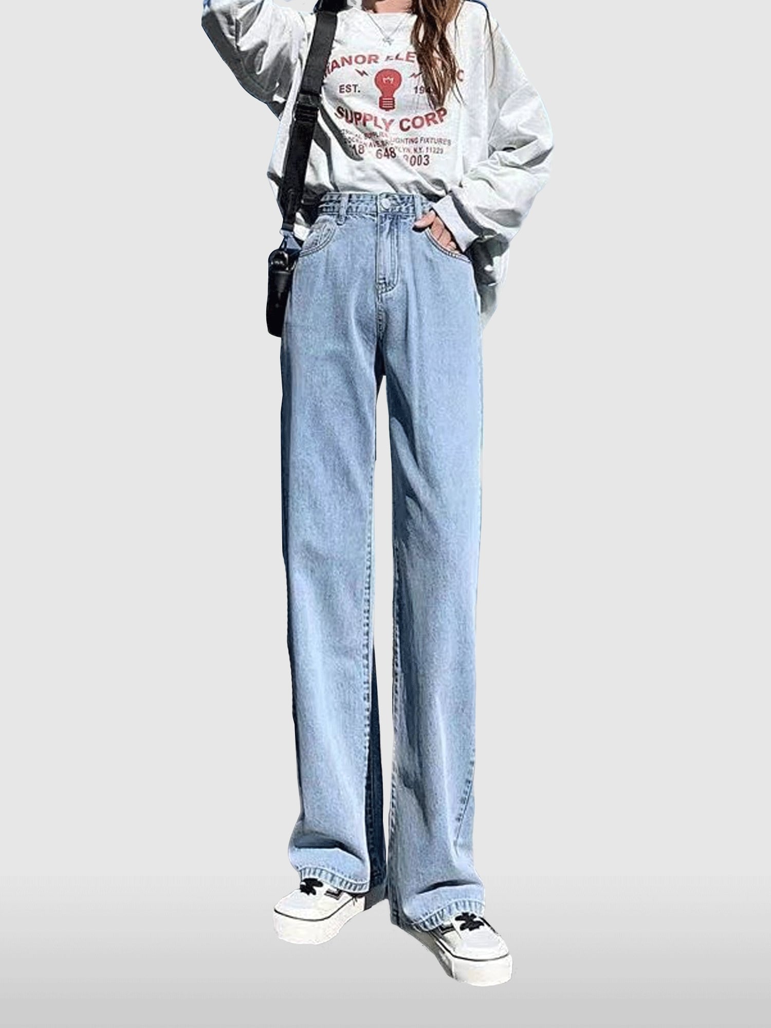 Light Blue Washed Basic Straight Fit