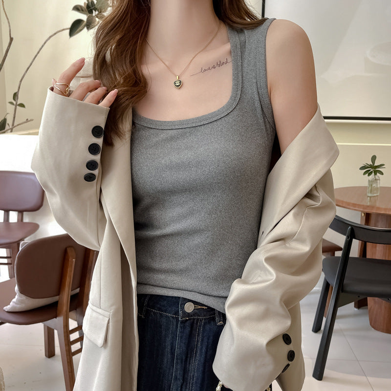 Grey Scoop Neck Tank Top
