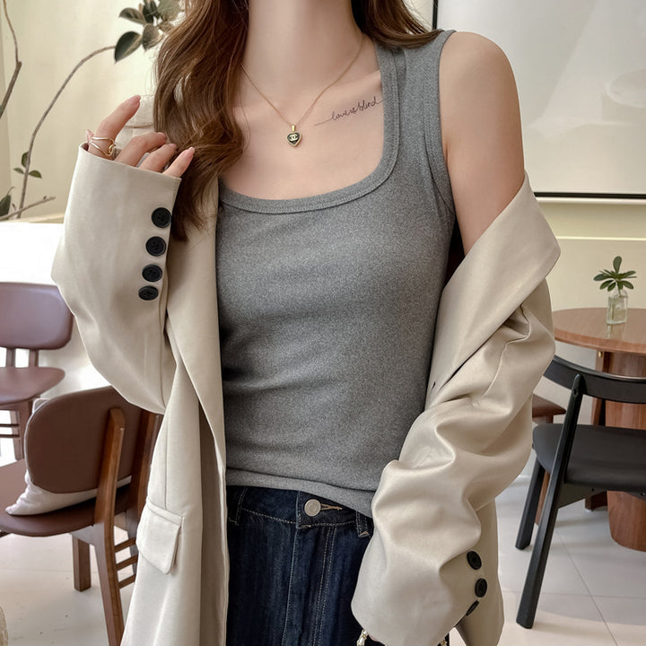 Grey Scoop Neck Tank Top