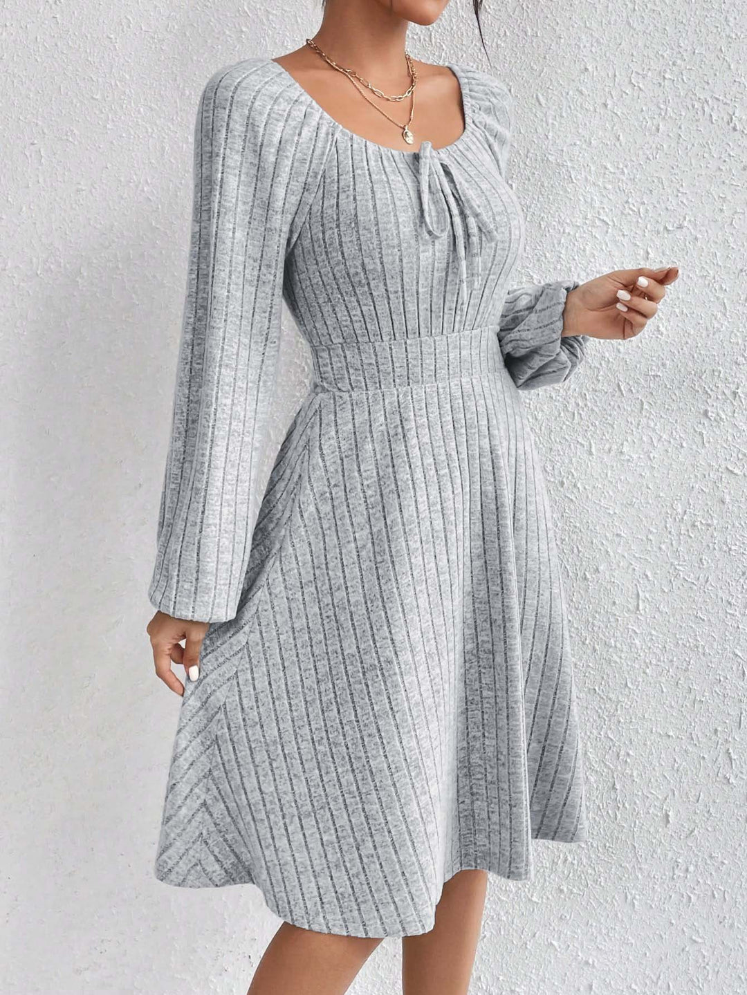 Grey Full Sleeved Knit Dress