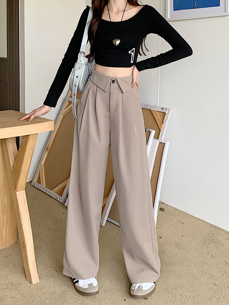 Khaki Button Down Flap Waistband Pants