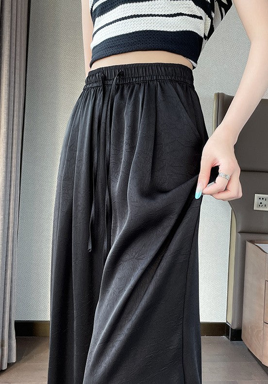 Black Wide Leg Drawstring Joggers