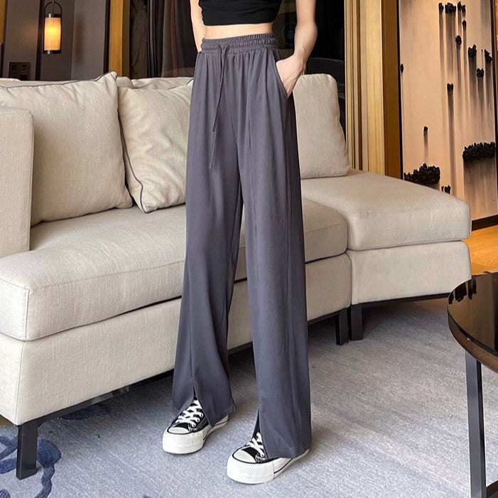 Grey Slit Hem Sweatpants