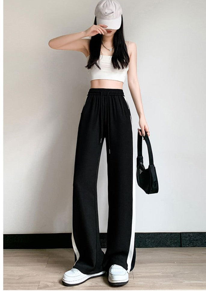 Black Contrast Stripe Elasticated Sweatpants