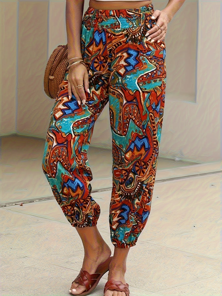 Multi Printed Elastic Trouser