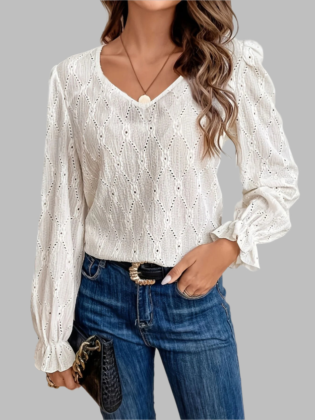 White Schiffli Top