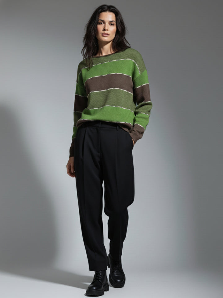 Green Glitter Detailed Drop Shoulder Sweater