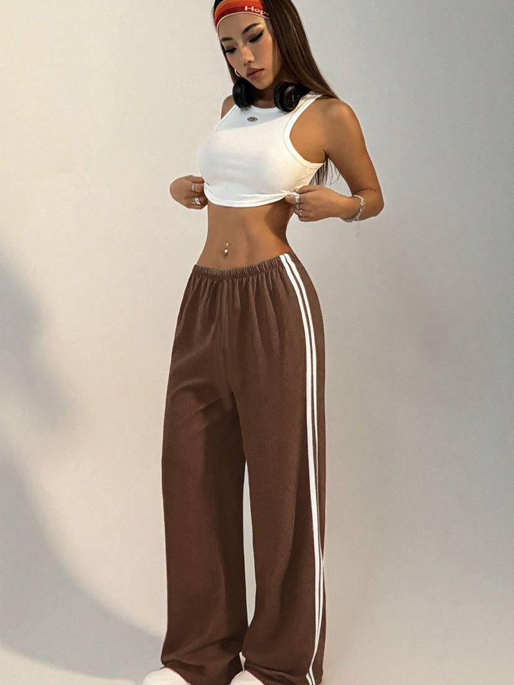 Brown Varsity Side Stripe Sweatpants