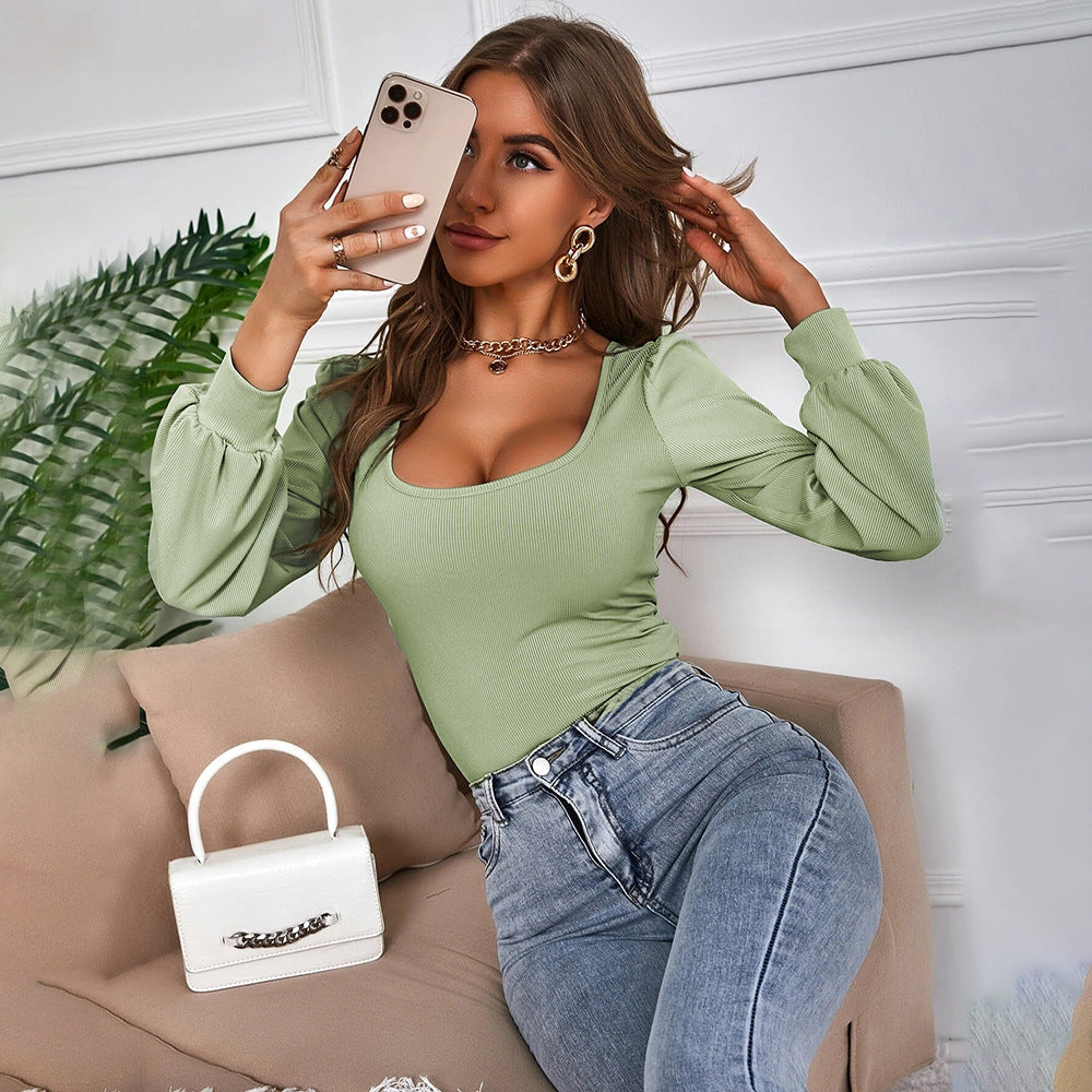 Green Full Sleeved Knit Top